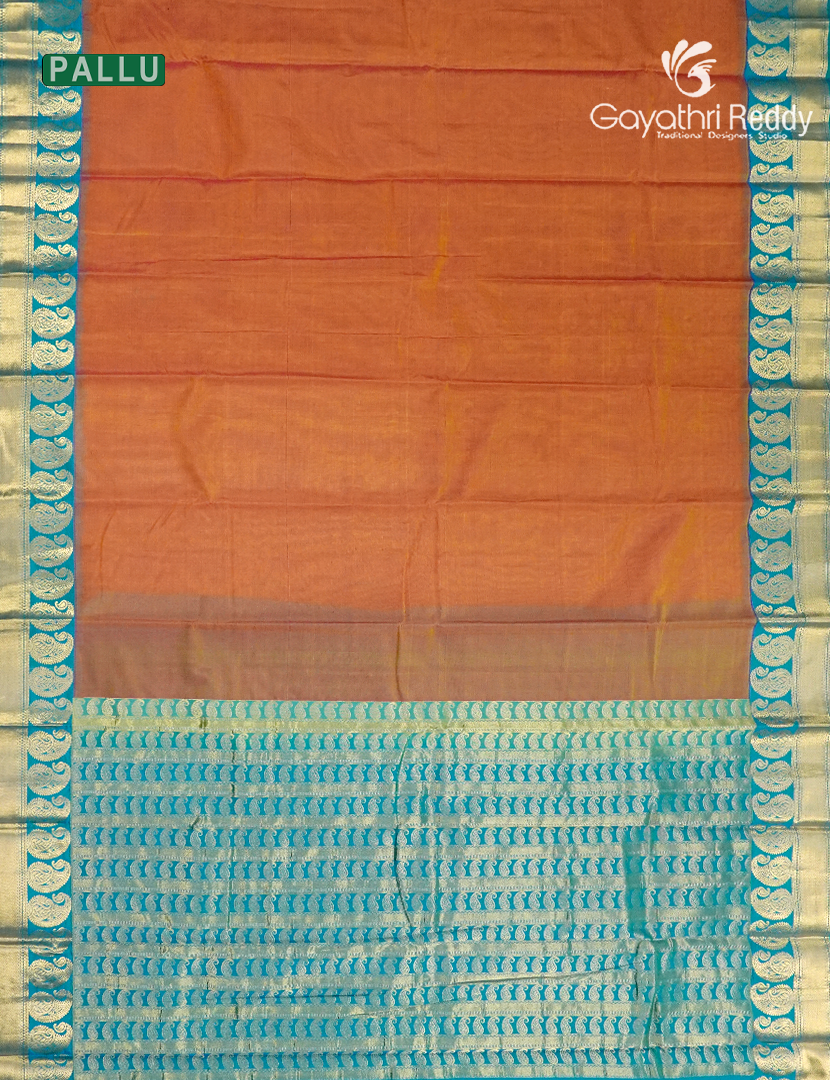 Pure Kanchi Sico Saree in Peach and Sea Foam Green