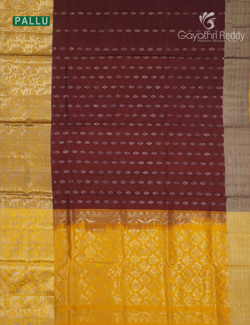 Pure Uppada Silk Saree in Maroon and Yellow