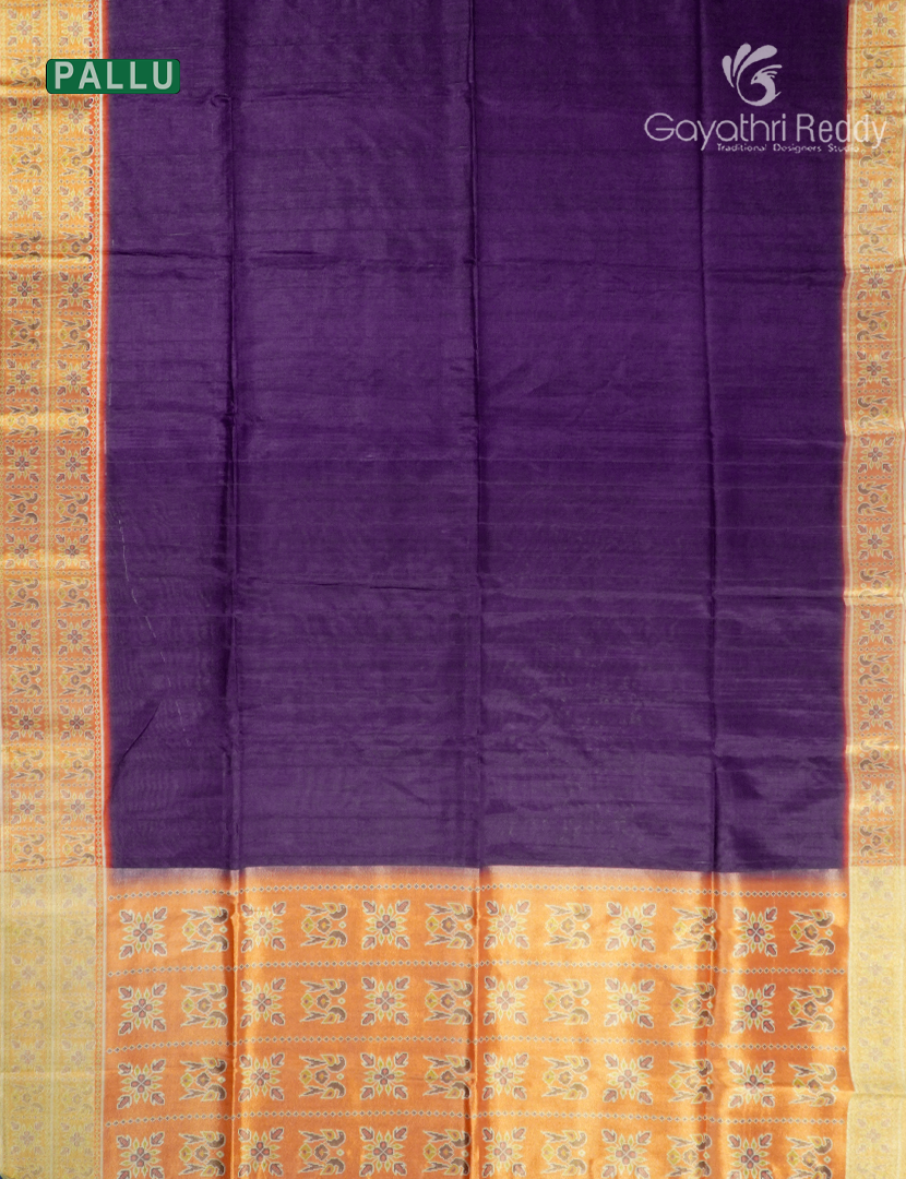 Semi Tussar Saree in Deep Violet and Pastel Peach
