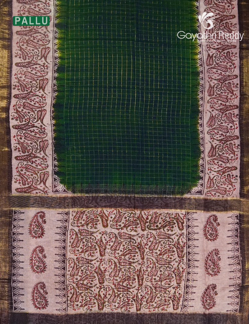 Mangalgiri Kalamkari Saree in Green