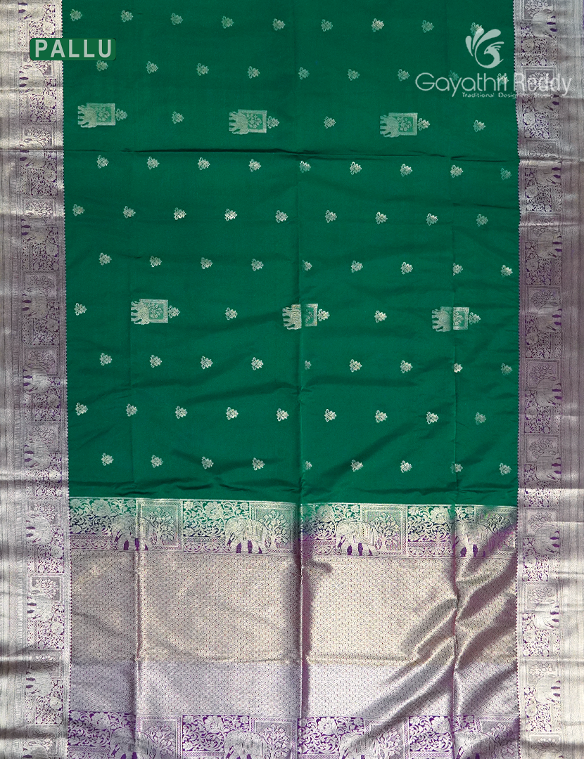 Soft Silk Saree in Deep Green and Deep Purple