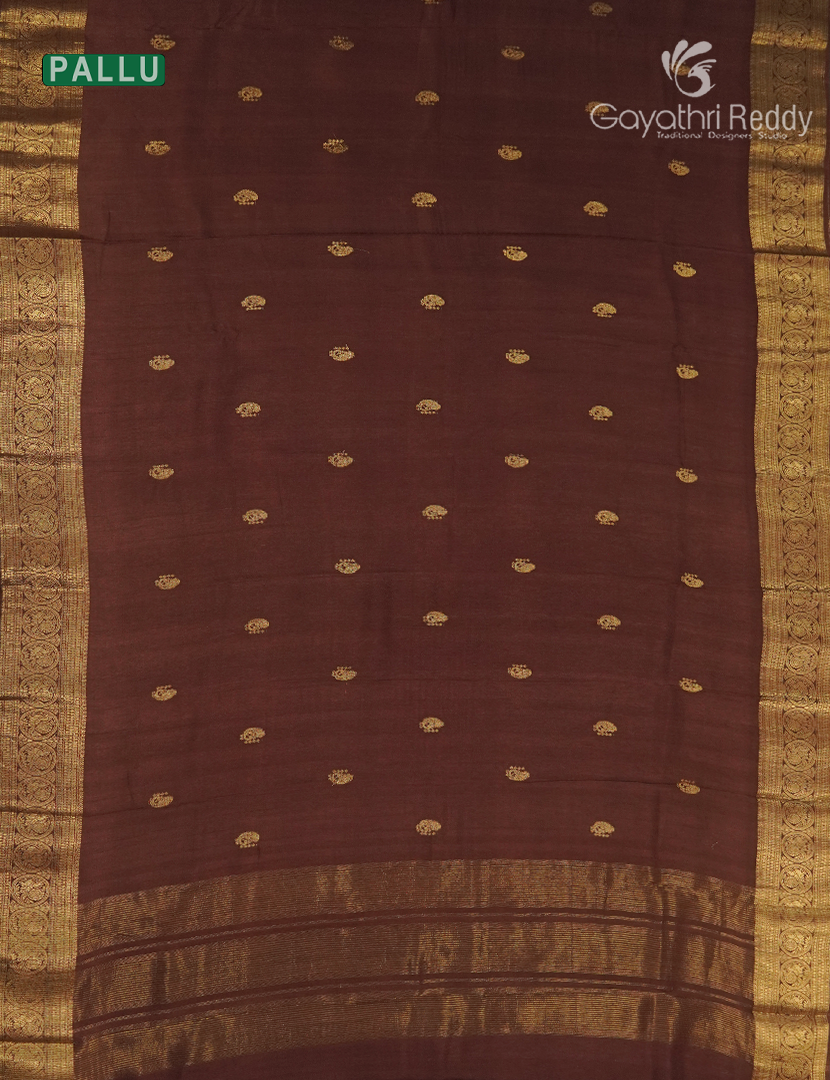 Semi Mysore Crepe Saree in Brown