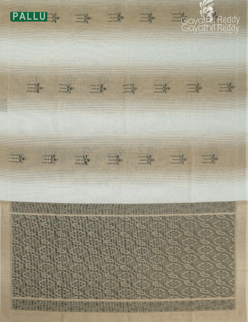 Pure Kanchi Cotton Saree in Cream and Olive Green
