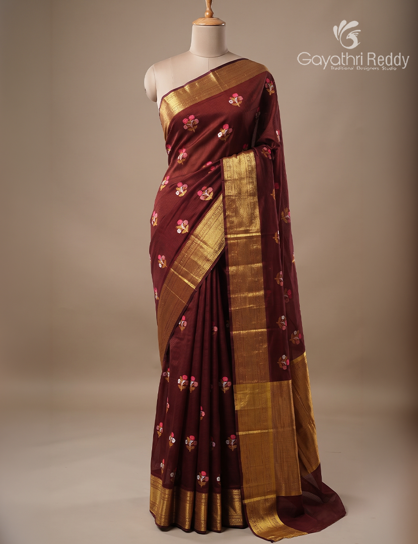 Pure Silk Kota Saree in Maroon