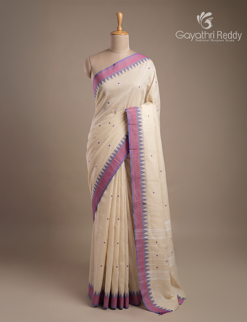 Pure Handloom Cotton Saree in Pastel pink