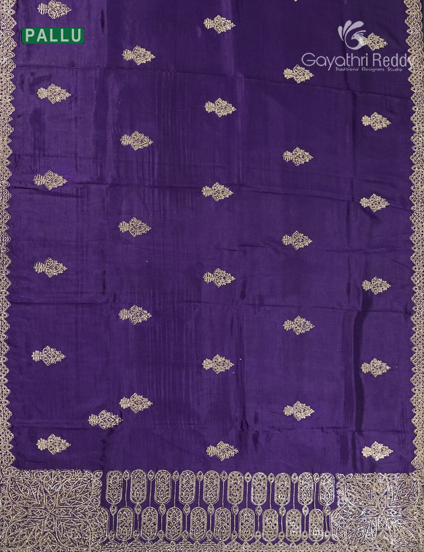 Semi Dupion Silk Saree in Deep Purple