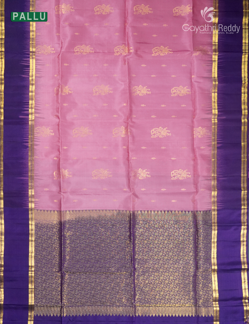 Pure Kanchi Vintage Saree in Baby Pink and Deep Violet