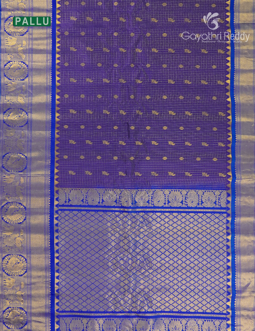 Pure Gadwal Silk Saree in Deep Violet and Blue