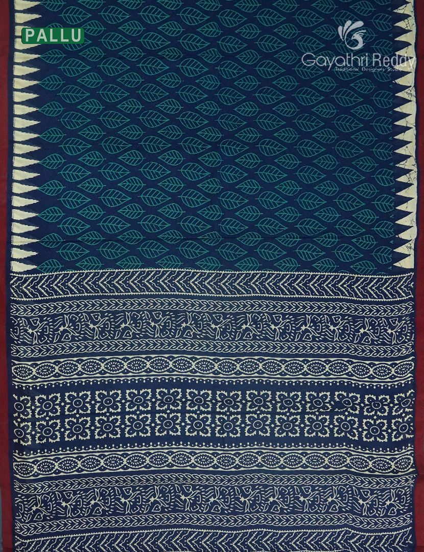 Vidharbha Cotton Saree Indigo Blue