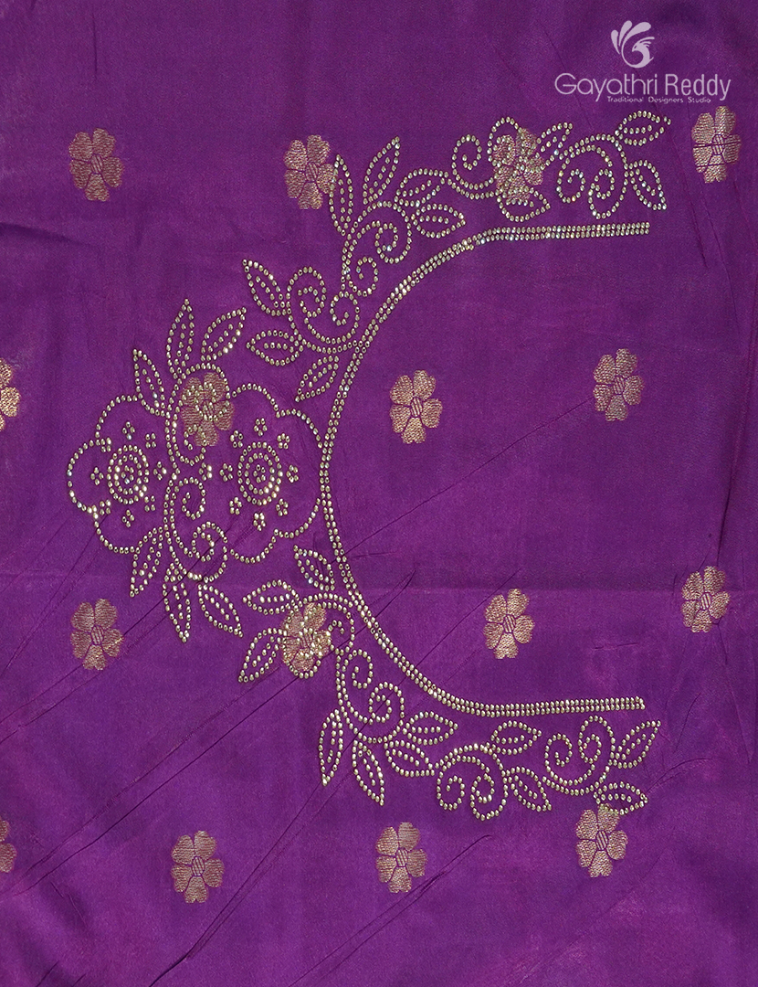 Semi Kanchipuram Silk Fancy Saree in Rose Gold and Purple