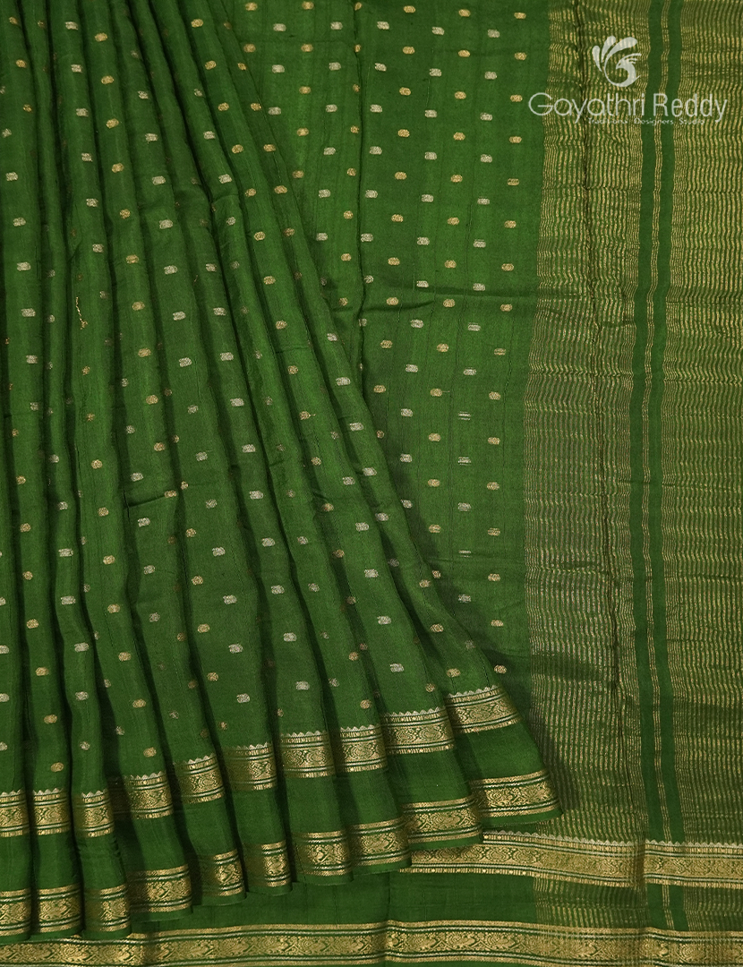 Semi Mysore Crepe Saree in Green