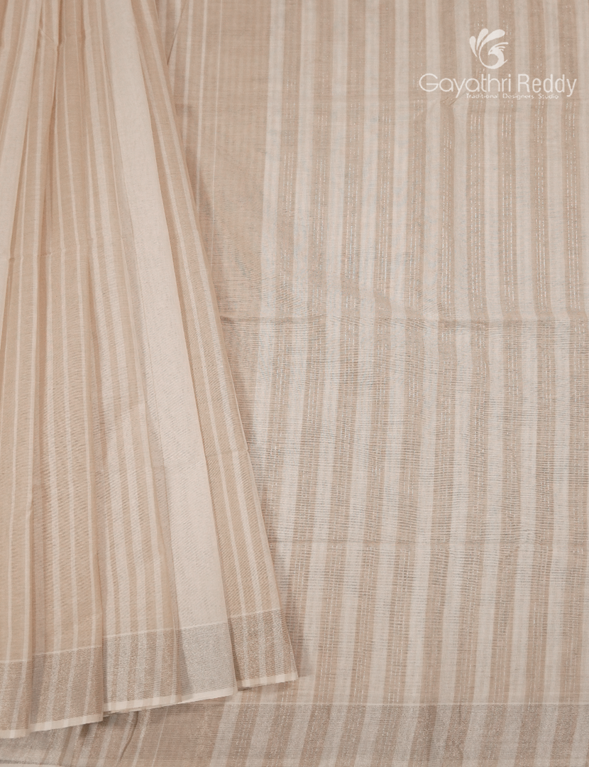 Pure Kanchi Cotton Saree in Cream and Beige
