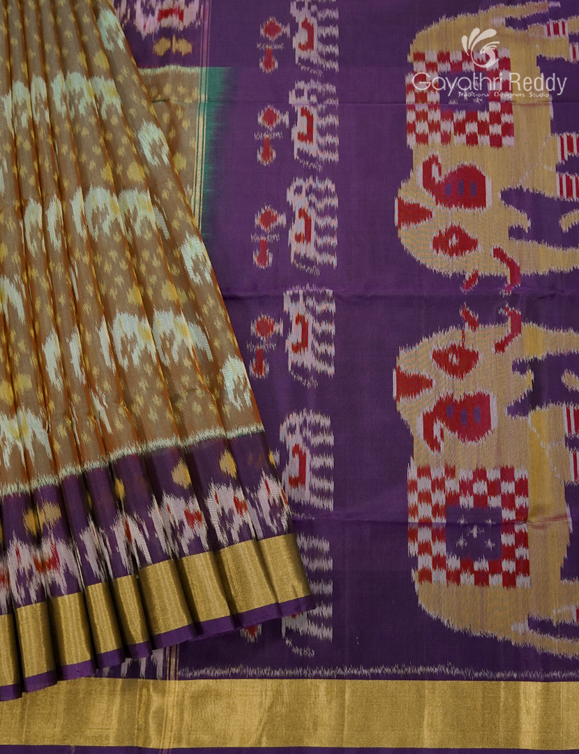Kanchipuram Sico Saree in Dry Mehendi Green and Deep Violet