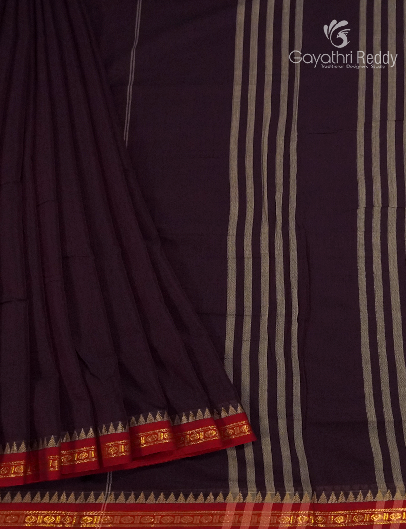 Pure Narayanpet Cotton Saree in Deep Wine