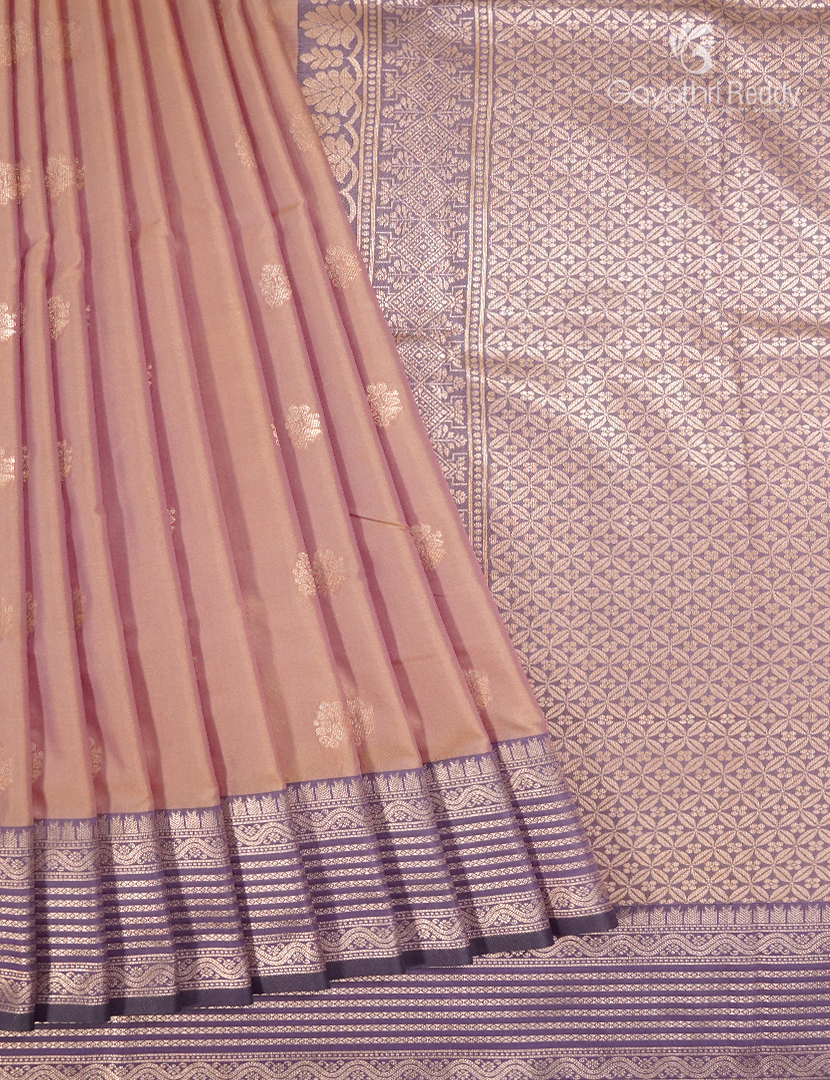Semi Kanchipuram Art Silk Saree in Pastel Peach