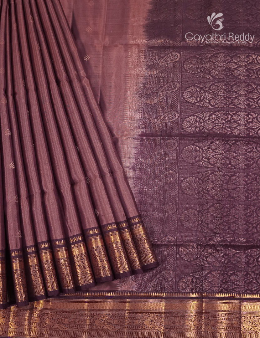 Pure Kanchipuram Soft Silk Saree in Wine and Brown