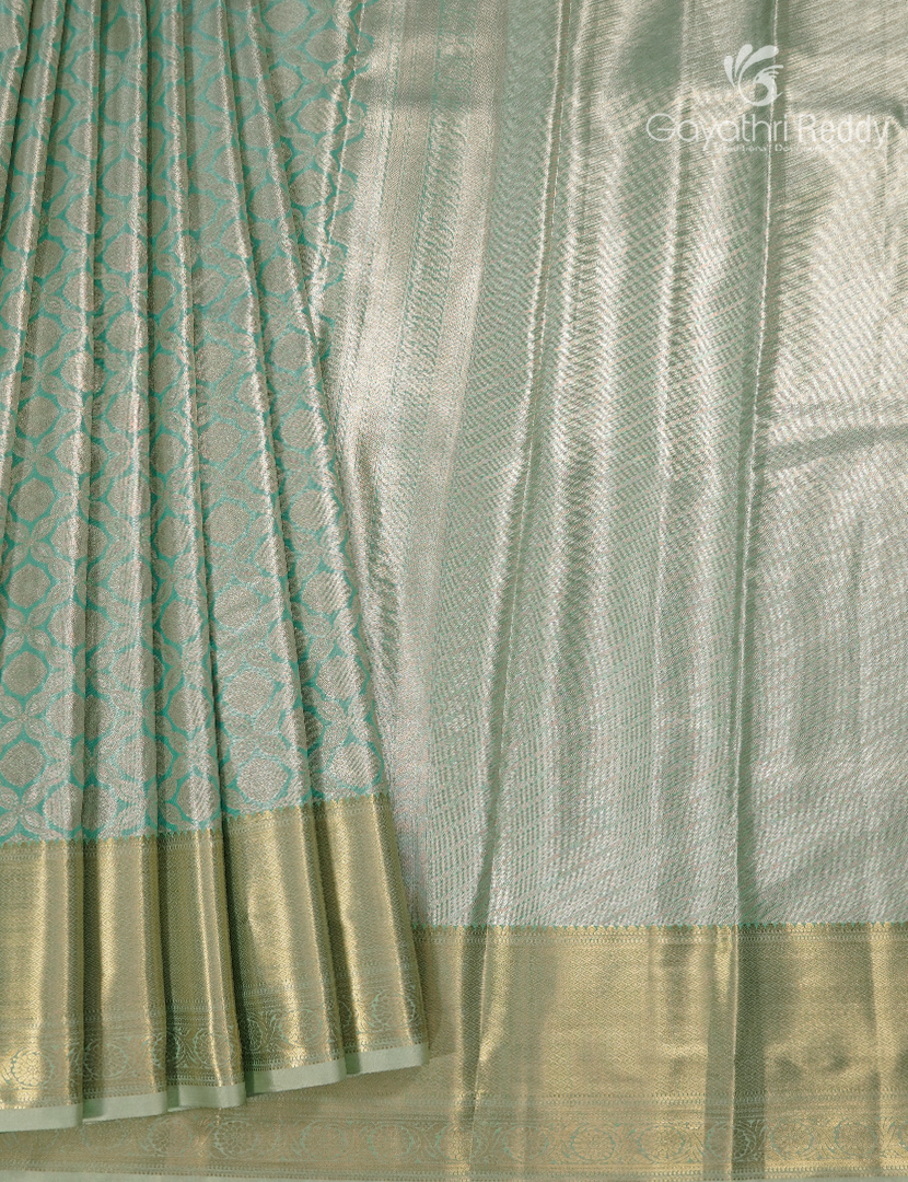 Semi Kanchipuram Silk Saree in Mint Green