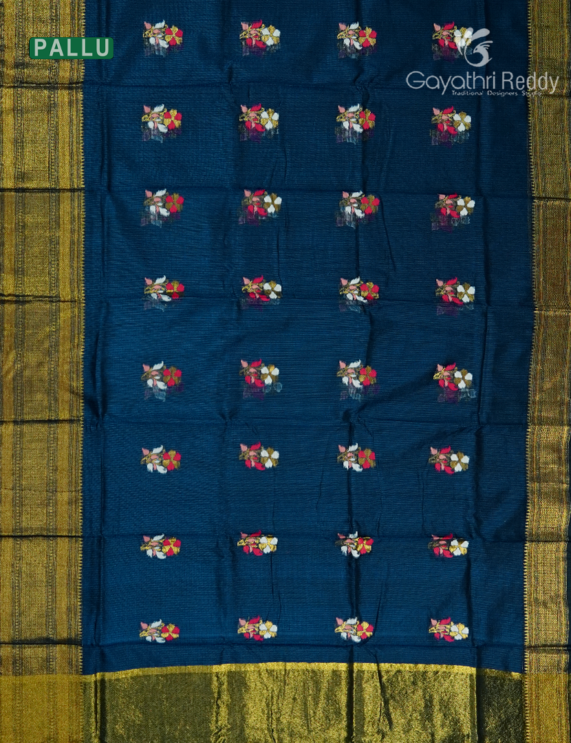 Pure Silk Kota Saree in Deep Blue