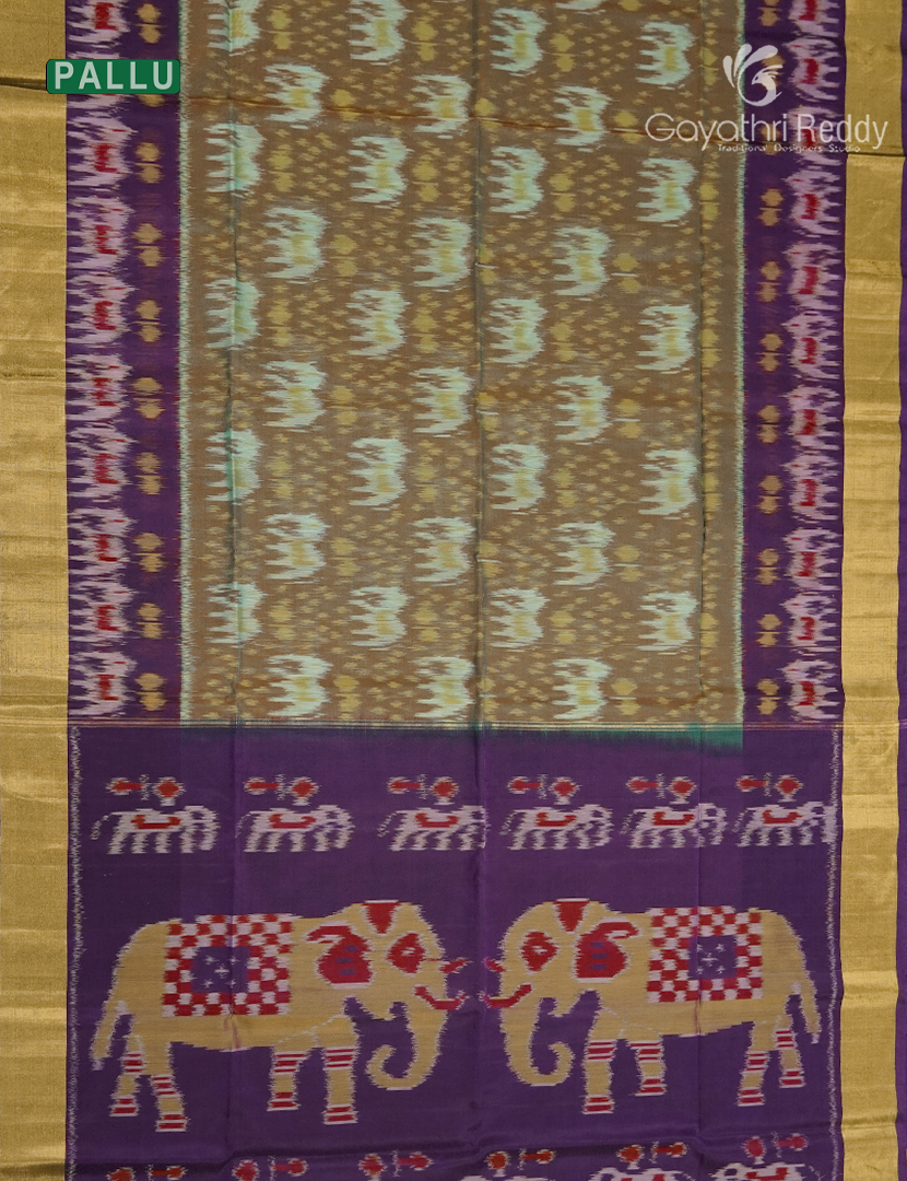 Kanchipuram Sico Saree in Dry Mehendi Green and Deep Violet