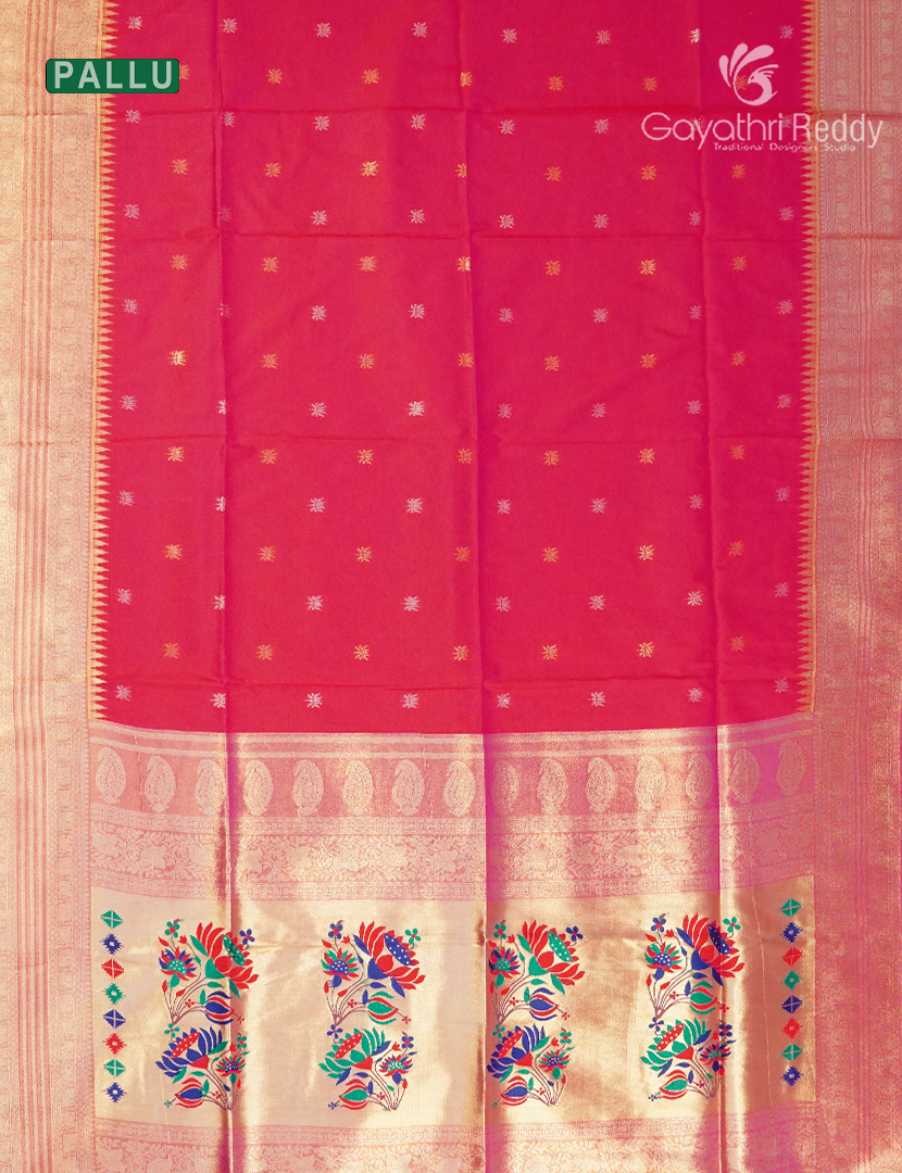 Semi Kanchipuram Art Silk Saree in Rani Pink