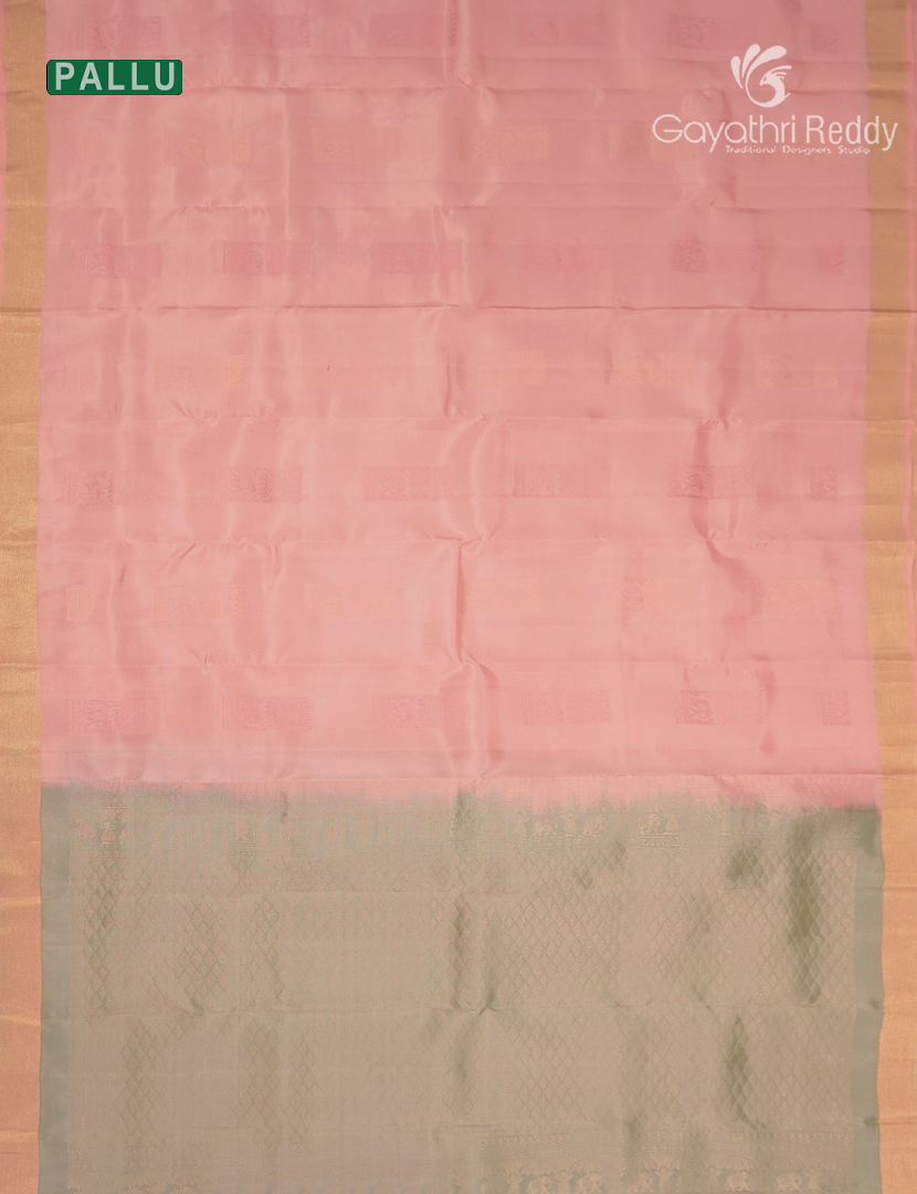 Pure Kanchipuram Silk Saree in Pastel Peach (Small Border )