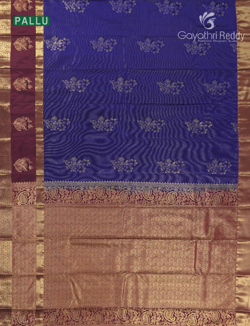 Semi Kanchipuram Silk Saree in Deep Violet and Magenta