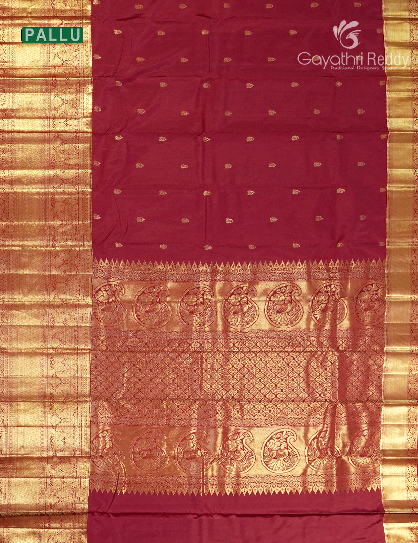 Semi Kanchipuram Silk Saree in Maroon Red