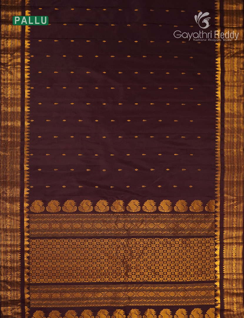 Pure Gadwal Silk Saree in Deep Brown