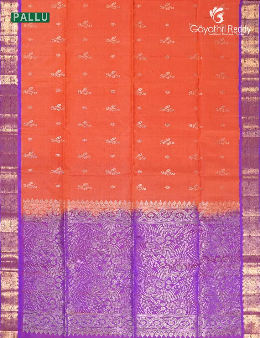 Light weight kanchipuram Silk Saree in Orange and Purple