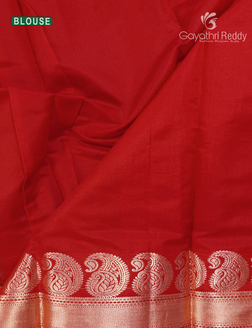 Pure Kanchi Sico Saree in Mustard and Red