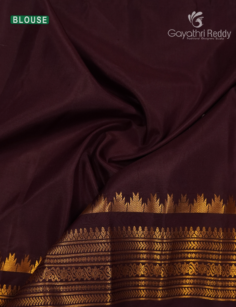 Pure Gadwal Silk Saree in Deep Brown