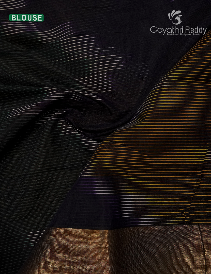 Semi Ikat Sico Saree in Navy Blue