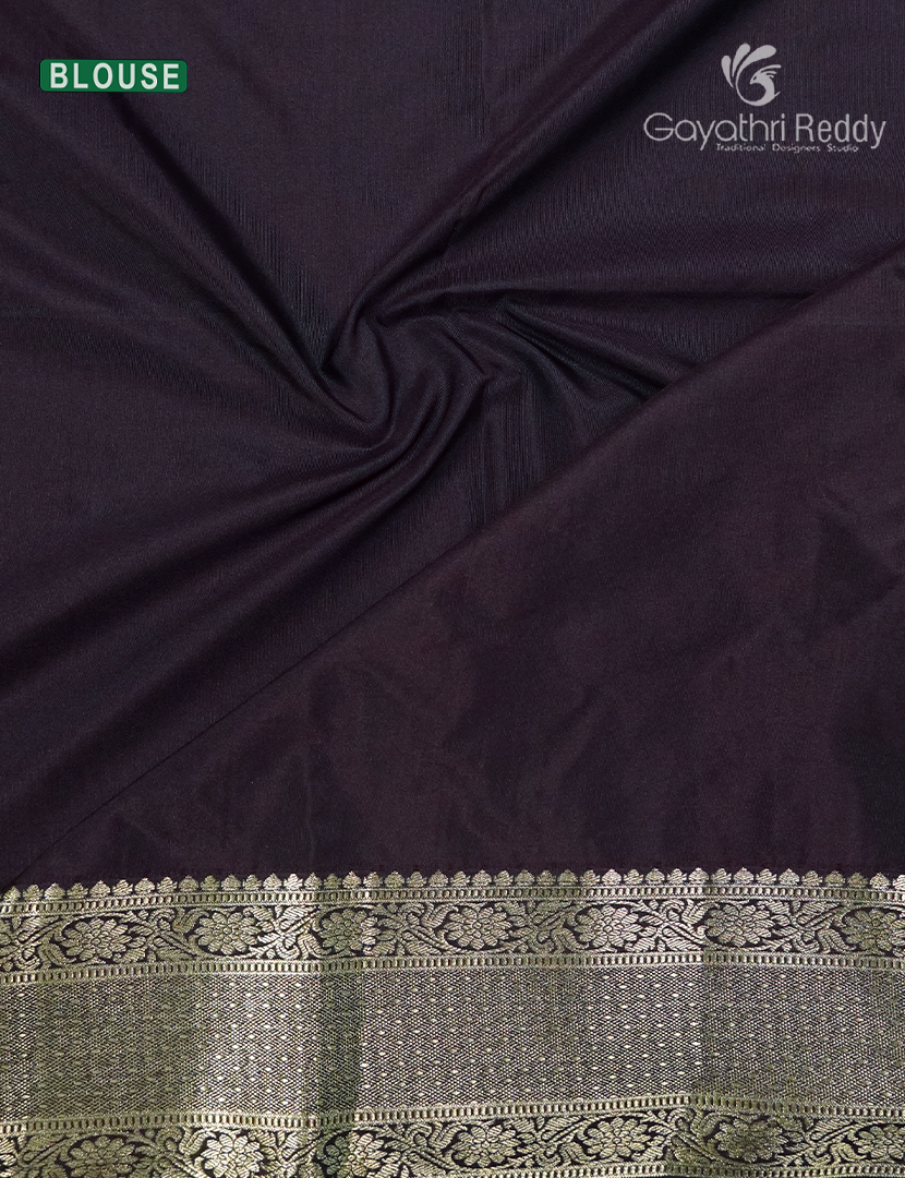 Semi Kanchipuram Silk Saree in Neon Green and Deep Violet