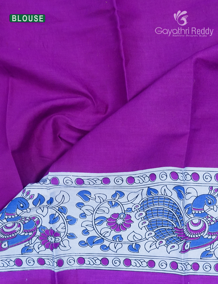 Pure MulMul Cotton Saree in PowderBlue and Magenta