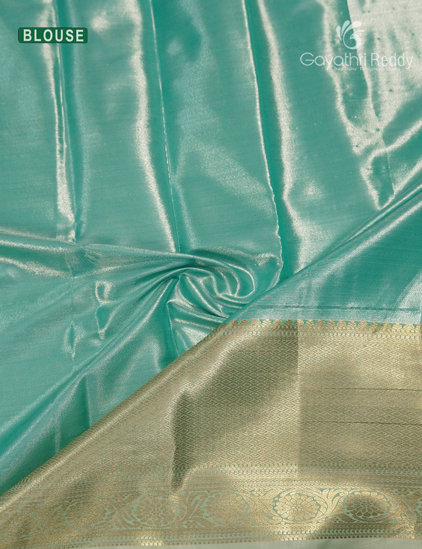 Semi Kanchipuram Silk Saree in Mint Green