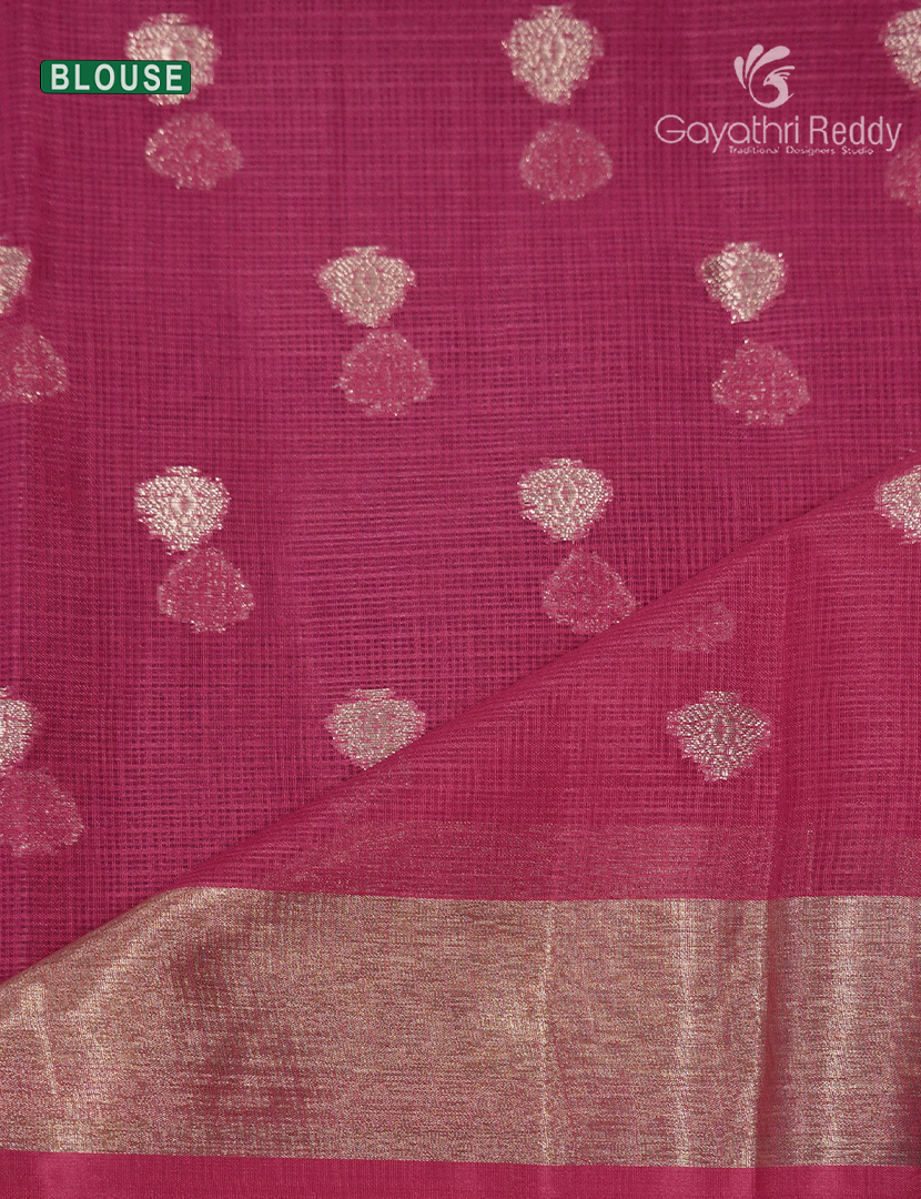 Banaras Kota Lehanga Set in Brown and Rani Pink