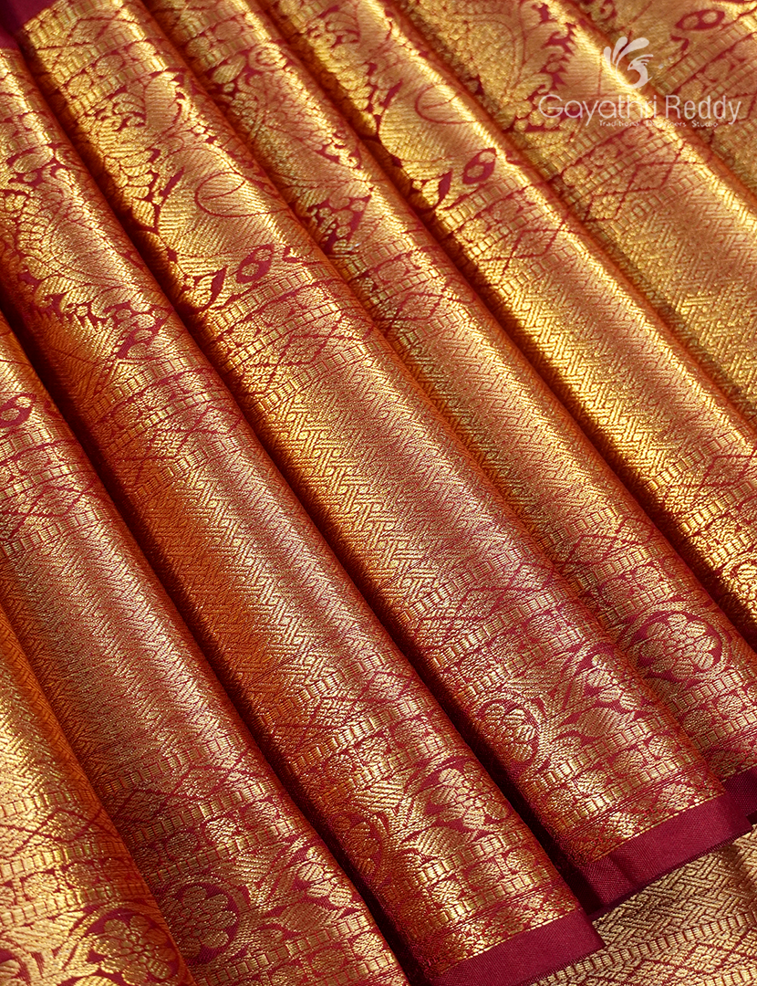 Semi Kanchipuram Silk Saree in Maroon Red