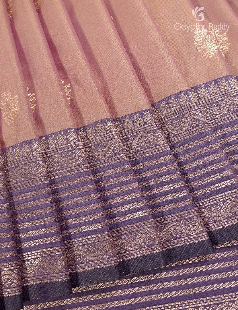 Semi Kanchipuram Art Silk Saree in Pastel Peach