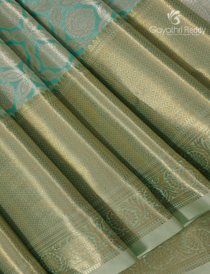 Semi Kanchipuram Silk Saree in Mint Green