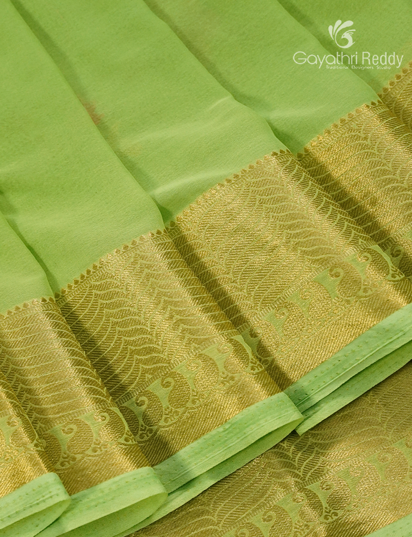 Chiffon saree in Apple Green