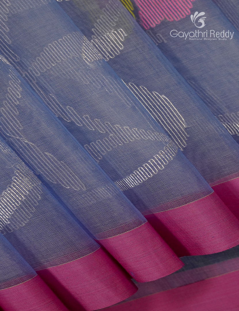 Pure Jamdani Kora Saree in Powder Blue