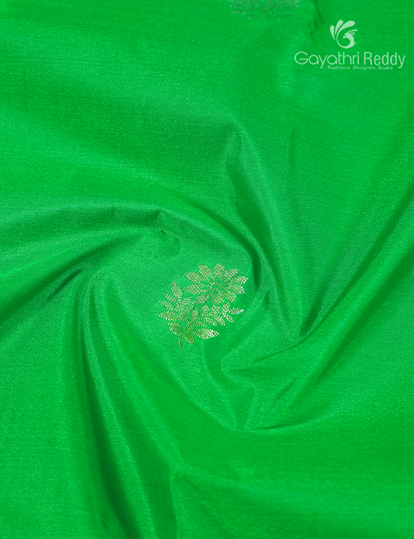 Semi Kanchipuram Silk Saree in Neon Green and Deep Violet