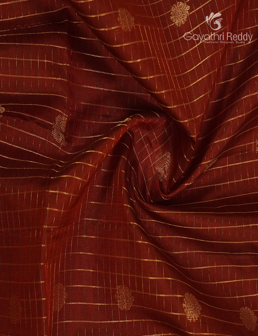 Pure Kanchipuram Vintage Silk Saree in Rust Red and Brown