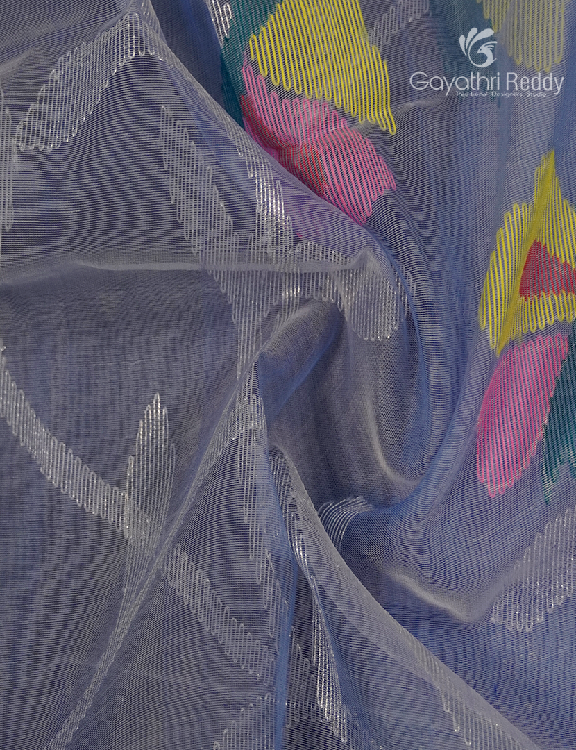 Pure Jamdani Kora Saree in Powder Blue