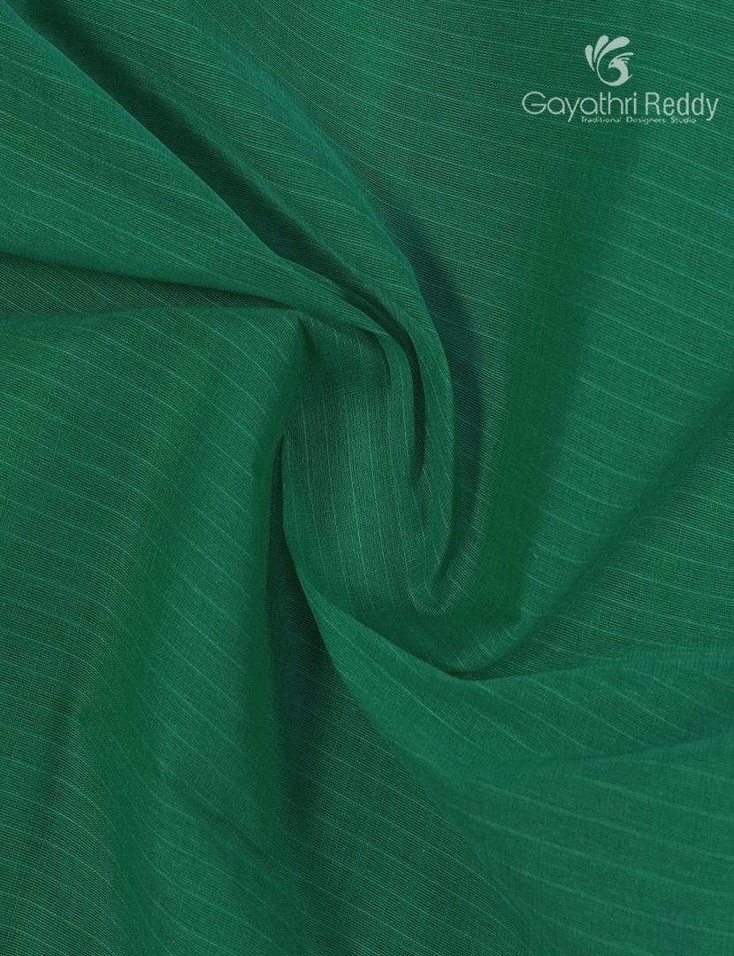 Pure Handloom Cotton Saree in Rama Green
