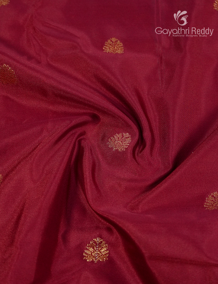 Semi Kanchipuram Silk Saree in Maroon Red