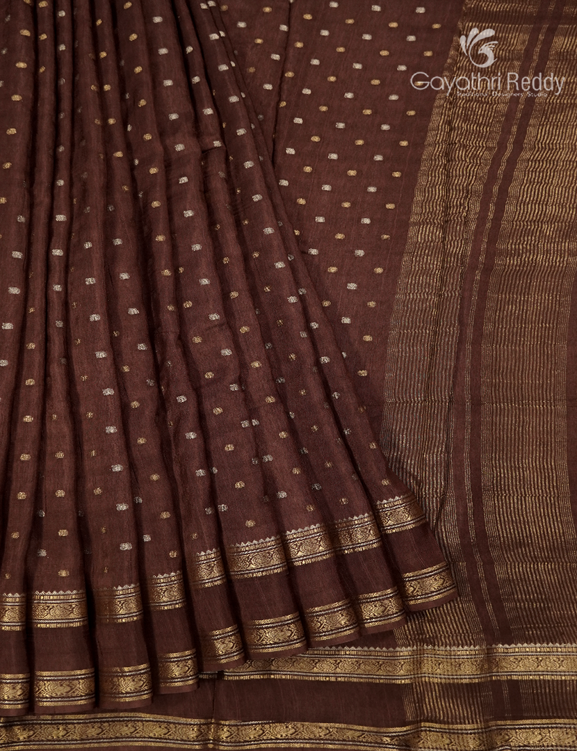 Semi Mysore Crepe Saree in Brown