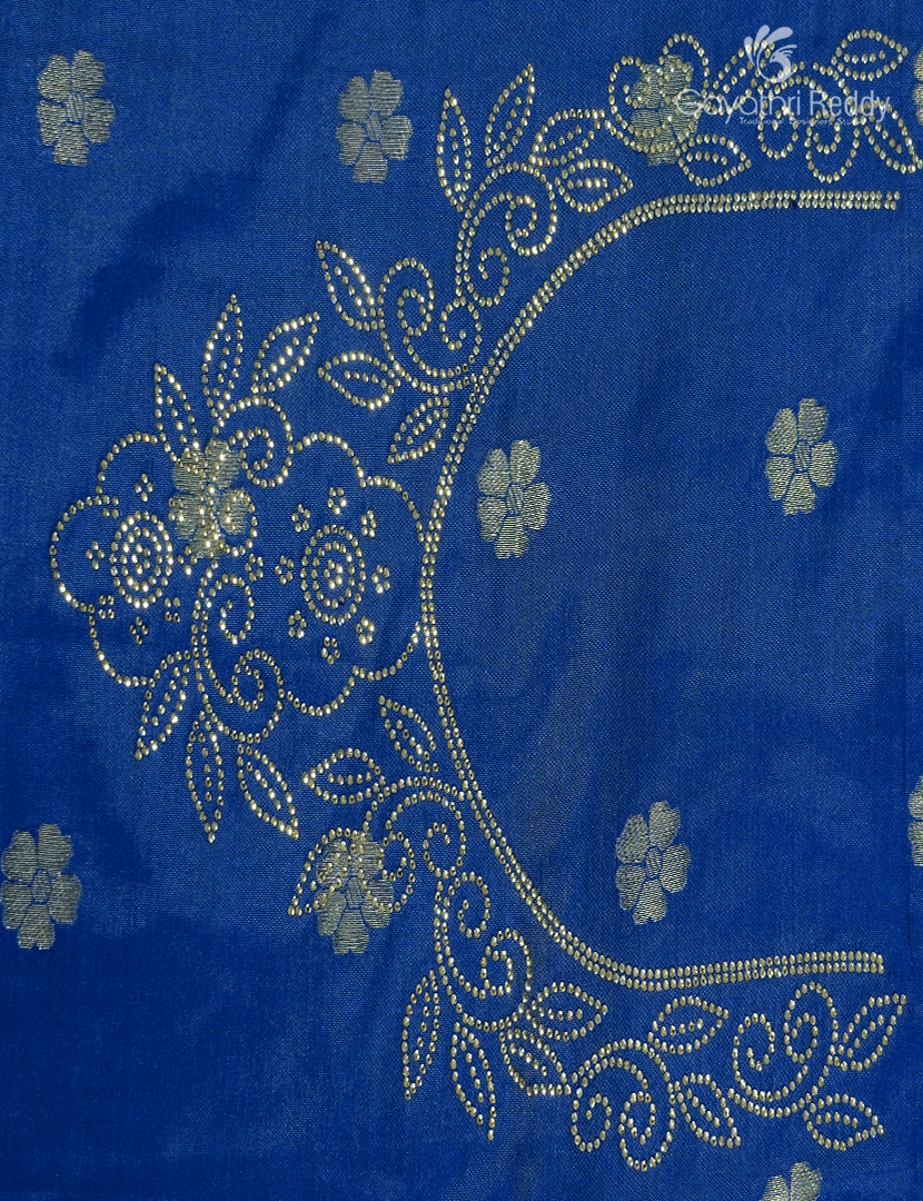 Semi Kanchipuram Silk Fancy Saree in Sea Blue and Indigo Blue