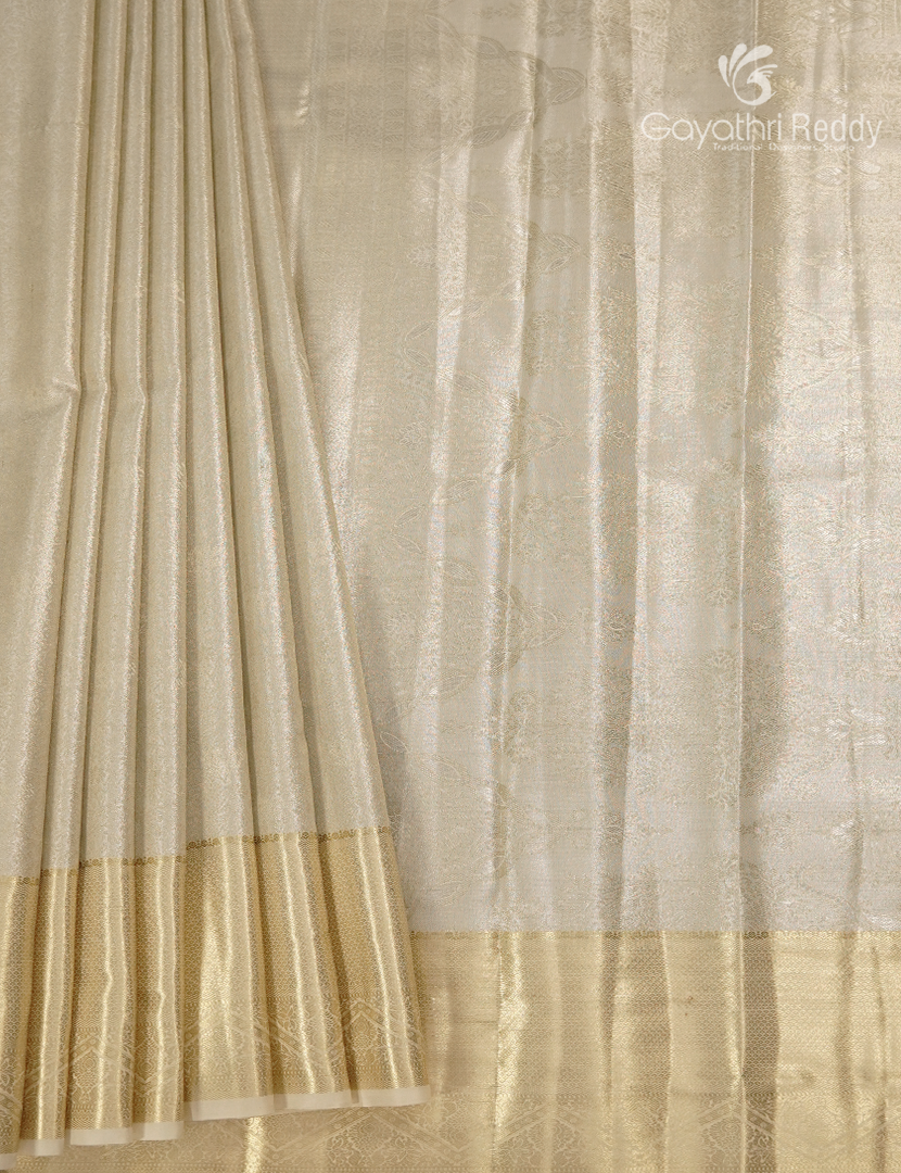 Semi Kanchipuram Silk Saree in Cream