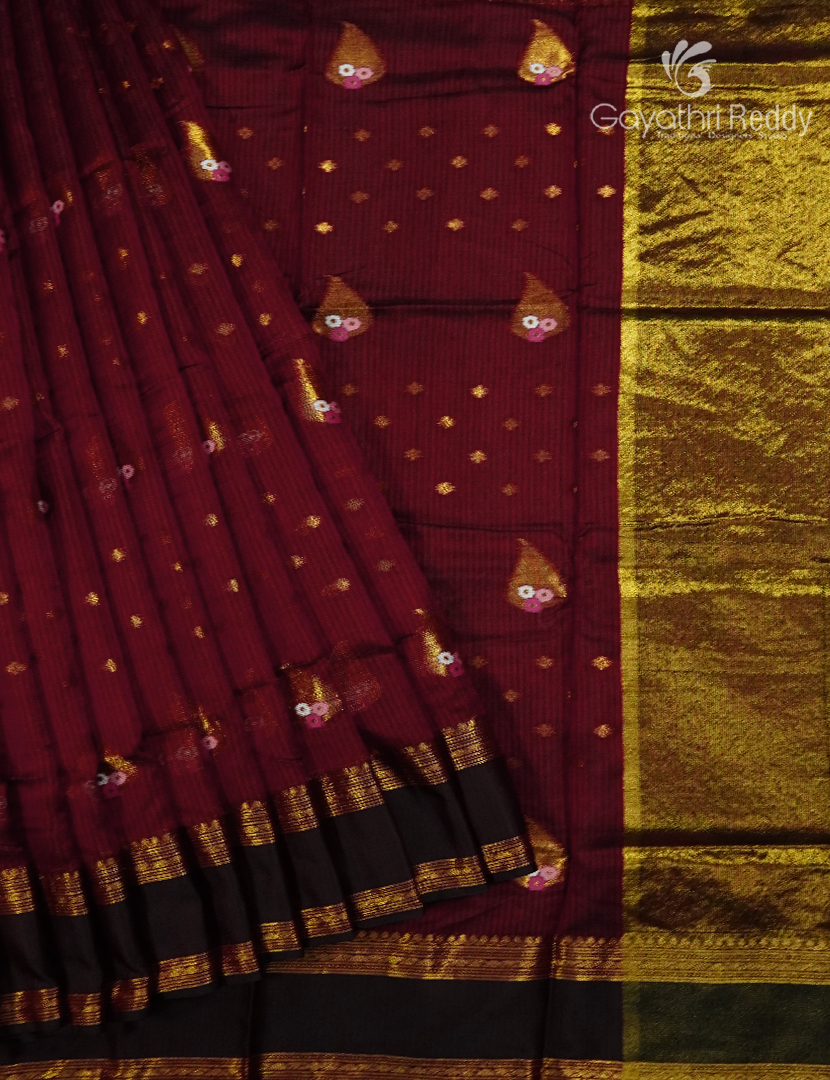 Pure Silk Kota Saree in Maroon and Brown